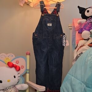 OshKosh B'gosh Dark Blue Kids Overalls with Heart Patch